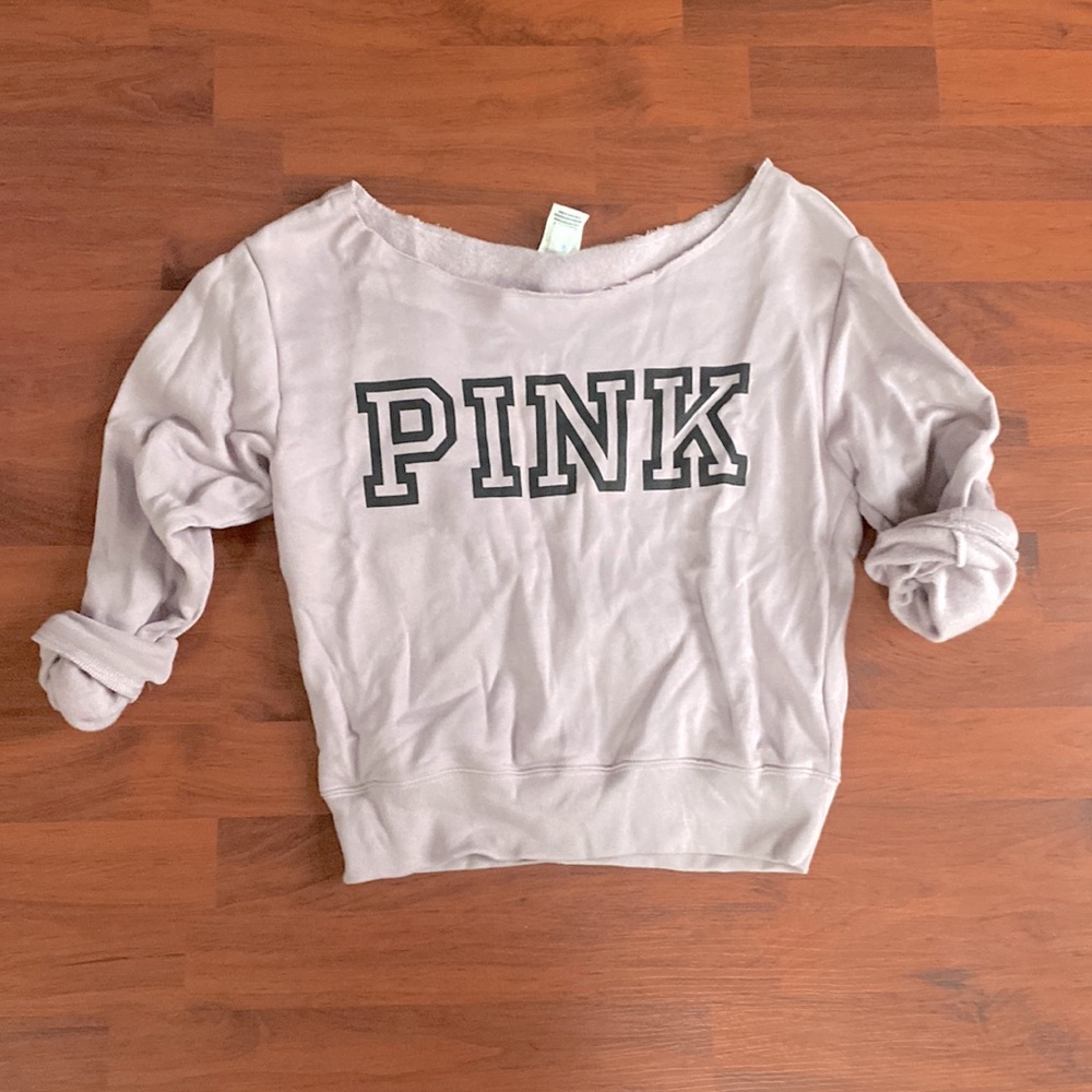 PINK off the shoulder lavender sweatshirt